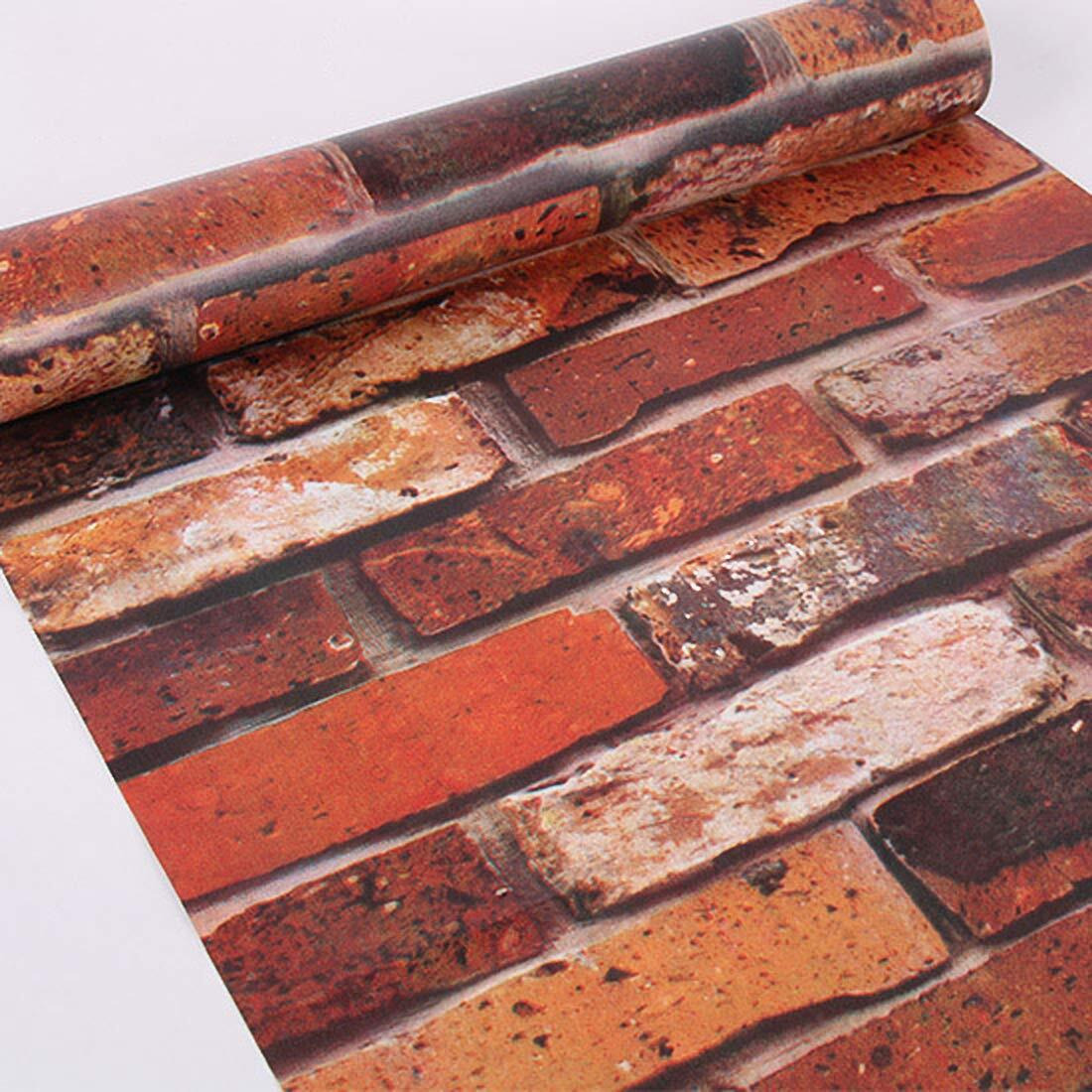 Wolpin Wall Stickers DIY Wallpaper Decal 3D Brick Self Adhesive House Office Decorative PVC Vinyl, Living Room, Hall Kitchen Shelf Liner Contact Paper Interior, Smokin Red Decorative Wallpaper