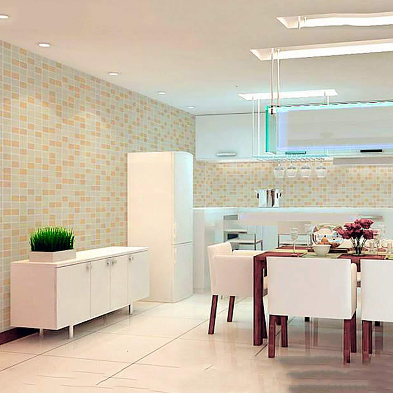 wolpin PVC Wall Sticker Wallpaper Waterproof Bathroom, Kitchen Tiles (45 x 600 cm) Pattern, Stove Backsplash, Countertop Self Adhesive Decal, Brown Decorative Wallpaper
