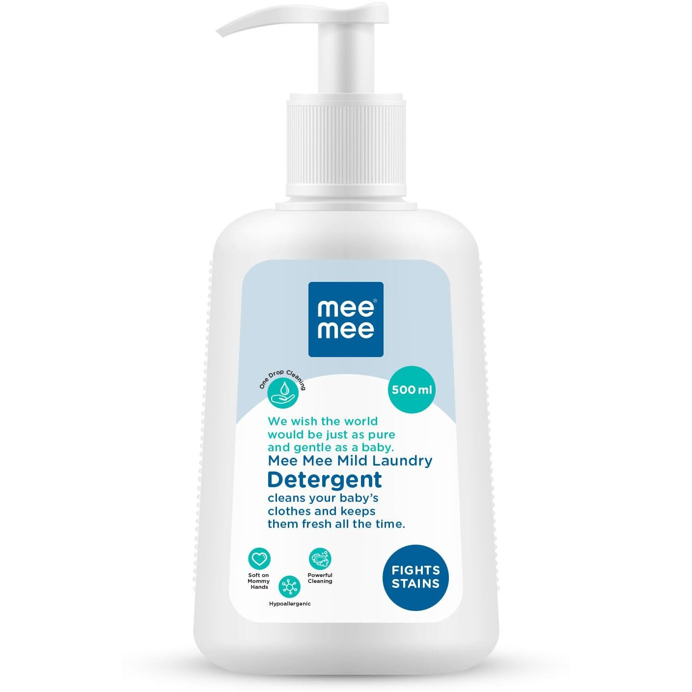 Mee Mee Baby Liquid Detergent 500 ml | Ph balanced, Free from Harsh Chemicals, Safe for mother s hands & baby s skin | Anti-Bacterial, Removes Stains & Odor with One Drop, Hypoallergenic