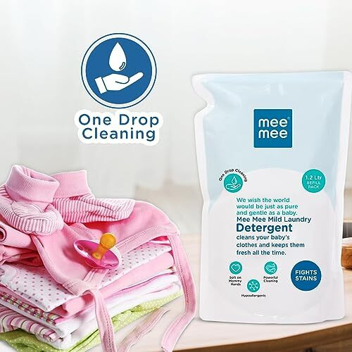 Mee Mee Baby Liquid Detergent 1 L | Ph balanced, Free from Harsh Chemicals, Safe for mother s hands & baby s skin | Anti-Bacterial, Removes Stains & Odor with One Drop, Hypoallergenic