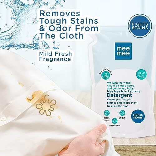 Mee Mee Baby Liquid Detergent 1 L | Ph balanced, Free from Harsh Chemicals, Safe for mother s hands & baby s skin | Anti-Bacterial, Removes Stains & Odor with One Drop, Hypoallergenic