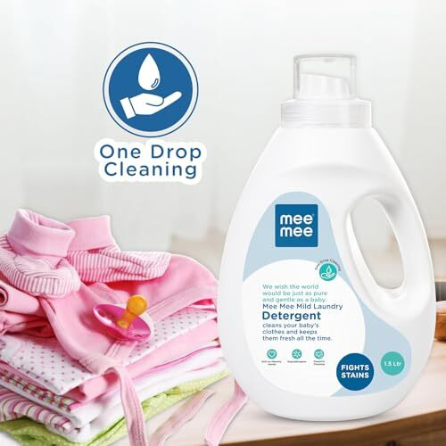 Mee Mee Baby Liquid Detergent 1.5 L | Ph balanced, Free from Harsh Chemicals, Safe for mother s hands & baby s skin | Anti-Bacterial, Removes Stains & Odor with One Drop, Hypoallergenic