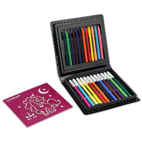 Cello Colourup Unicorn Colouring Kit 12 Sketch Pens, 12 Plastic Crayons, Unicorn Stencil, Hobby Stationery for Kids and Art Lovers