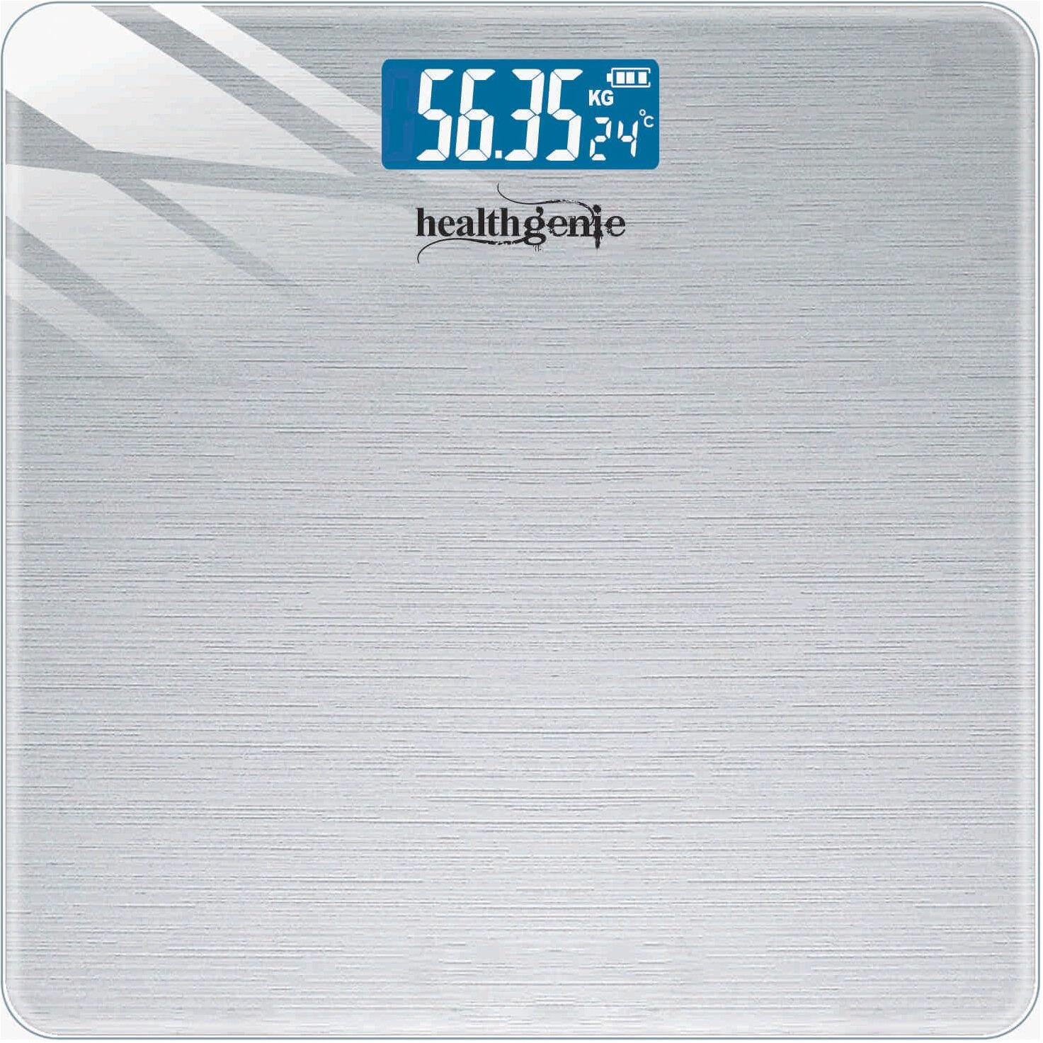 Healthgenie Weight Machine for Body Weight With 3 Yrs Warranty & Thick Tempered Glass LCD Display Digital Weighing Machine (Brushed Metallic) HD-221