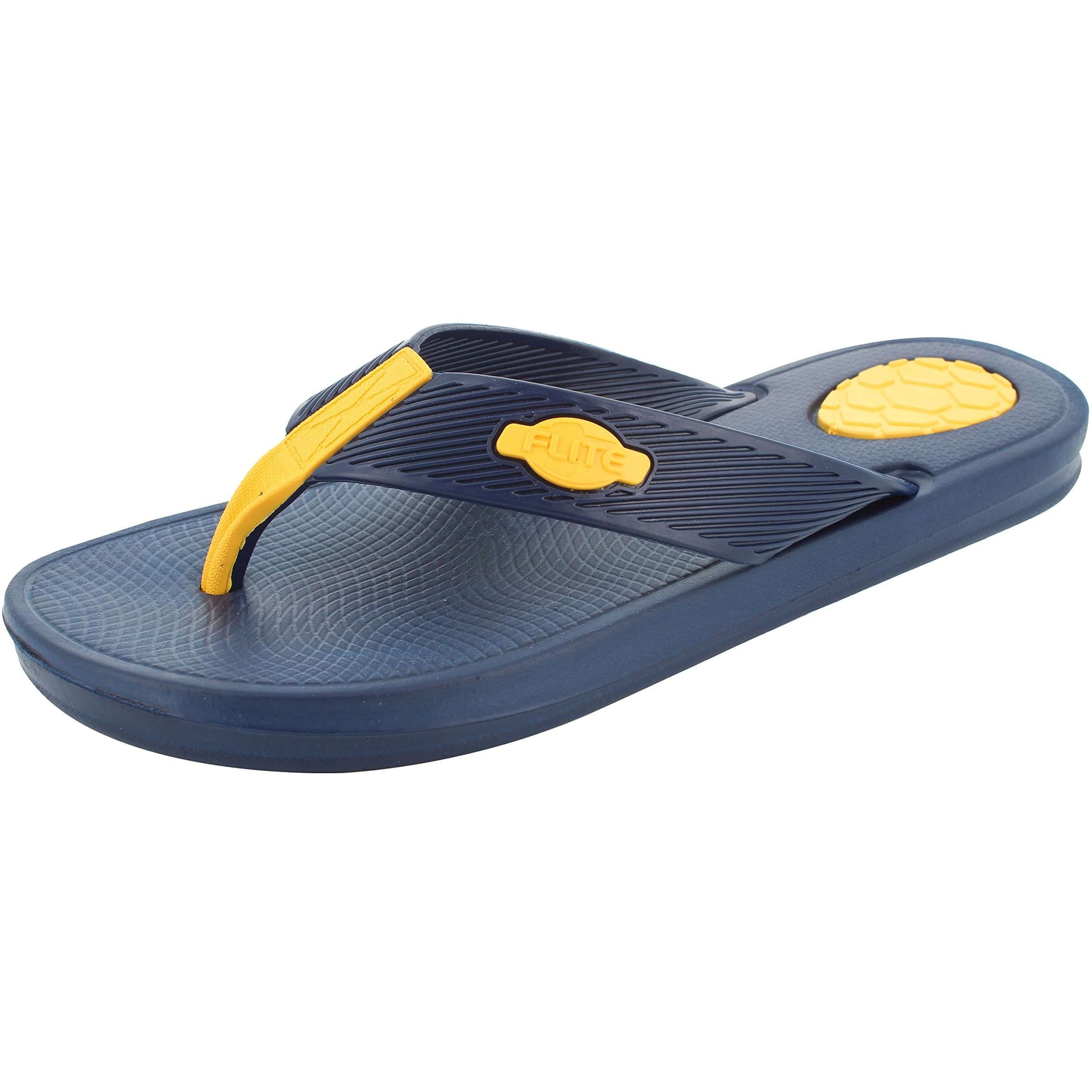 FLITE Men s Navy-Yellow Flip Flops Thong Slipper -9 UK/India (43.33 EU) (FLN115G)