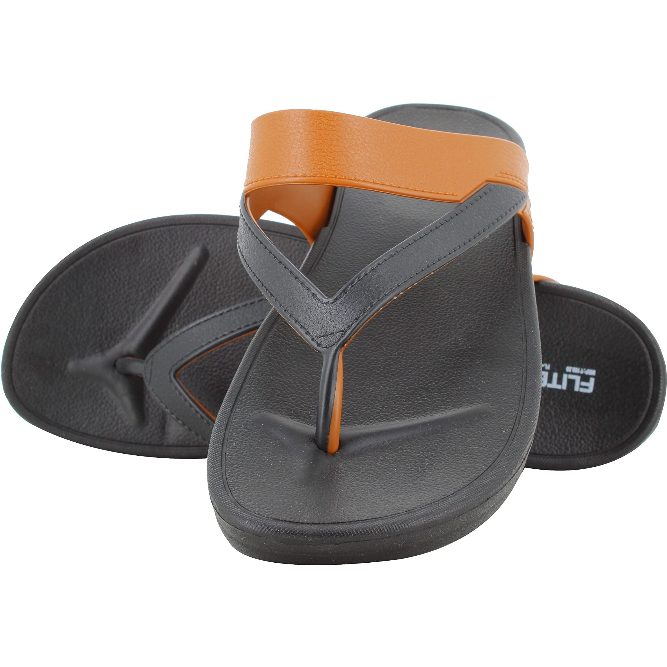 FLITE womens FL0400L Black Tan Flip-Flop - 4 UK (FL0400L)