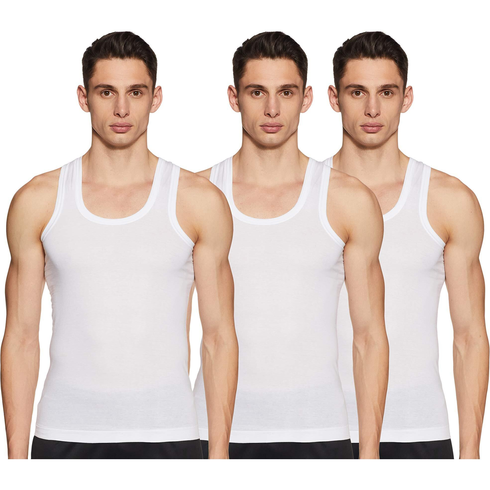 Dixcy Scott Men s Innerwear Regulart Fit Solid (Pack of 3) (Comfort Vest RN_White_S)