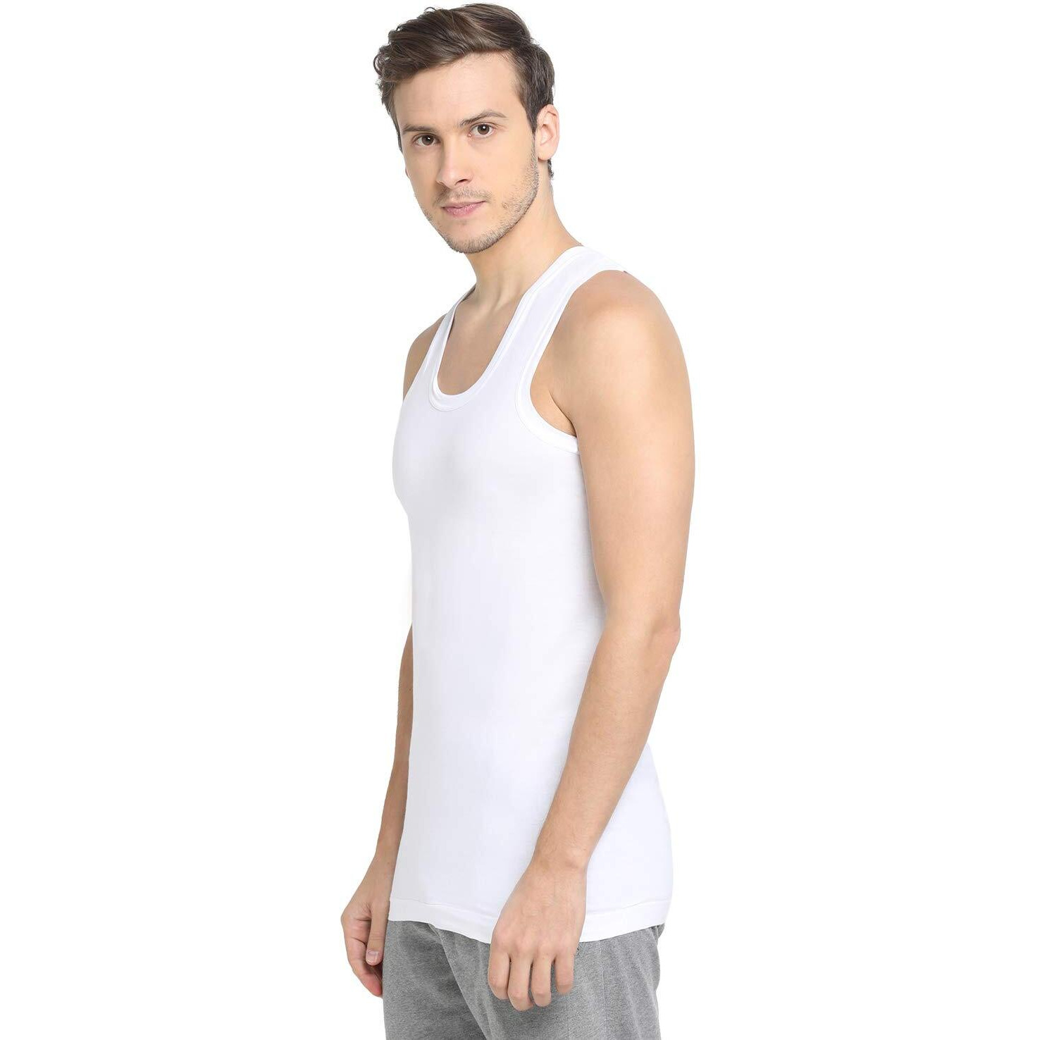 Dixcy Scott Men s Innerwear Regulart Fit Solid (Pack of 3) (Comfort Vest RN_White_S)