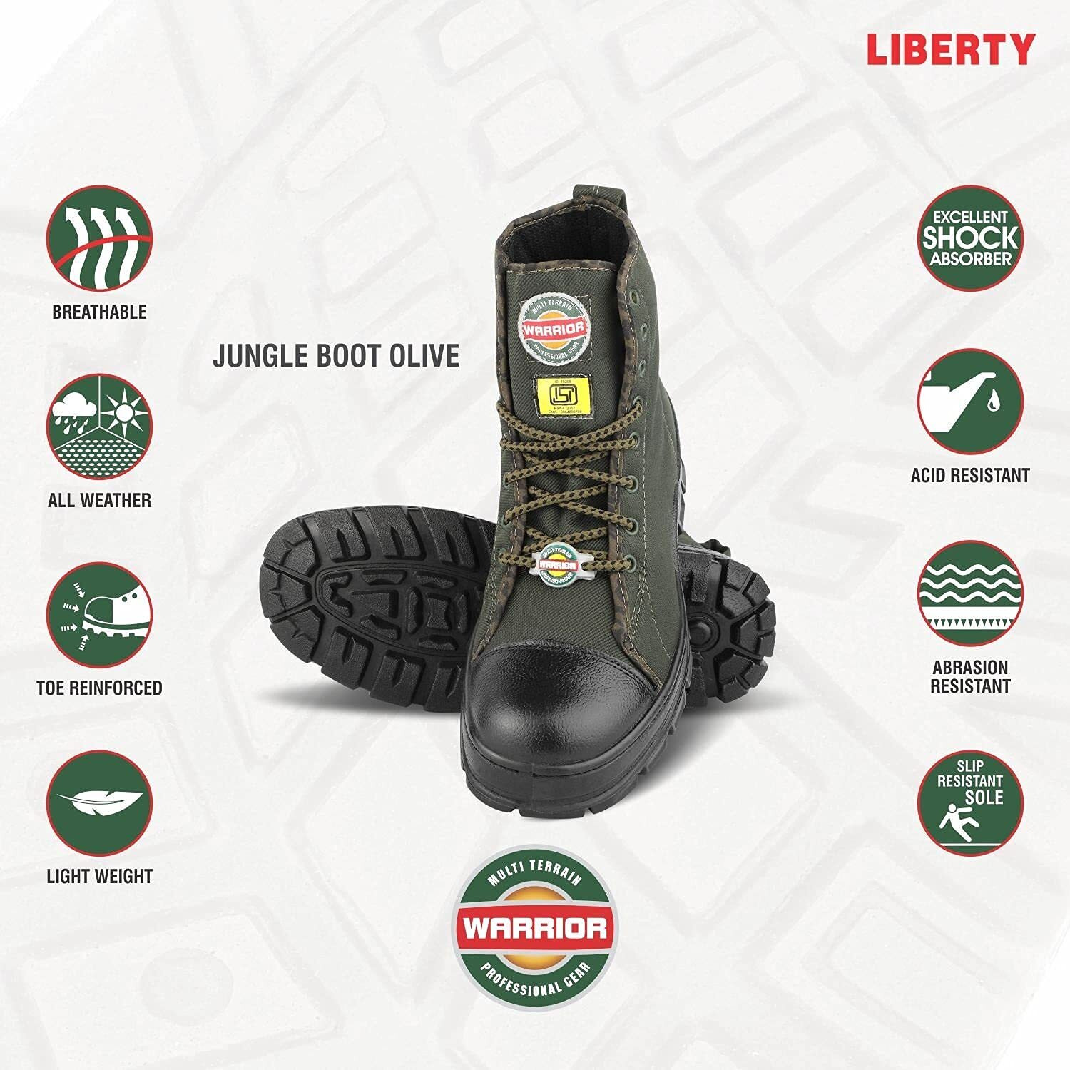Liberty Warrior 88-46HSTG Jungle Boot for Men, Soft Toe, Olive Green & Black, size-11UK