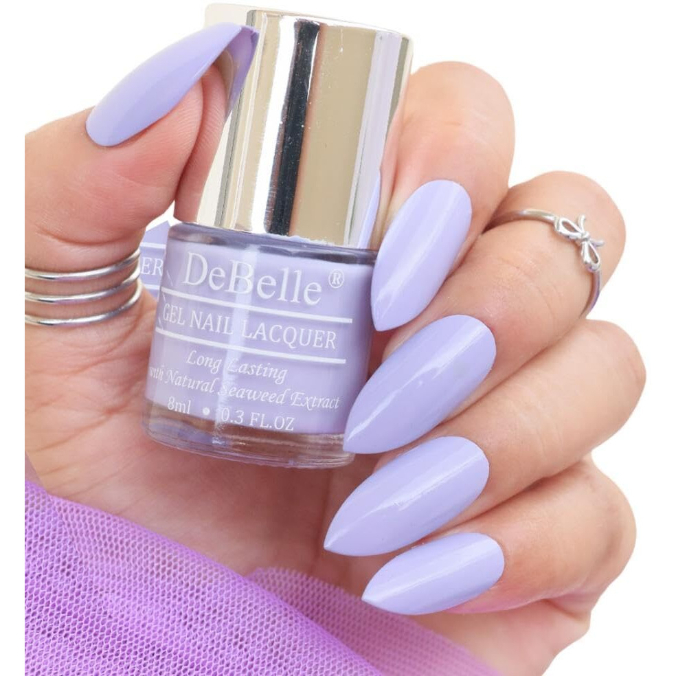 DeBelle Gel Creme Finish Nail Polish Blueberry Bliss (Light Lavender), 8 Ml - Enriched With Natural Seaweed Extract, Cruelty Free, Toxic Free