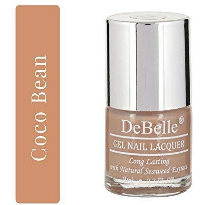 DeBelle Gel Nail Polish Coco Bean (Light Brown Nail Paint)|Non UV - Gel Finish |Chip Resistant | Seaweed Enriched Formula| Long Lasting|Cruelty and Toxic Free| 8ml Glossy Finish
