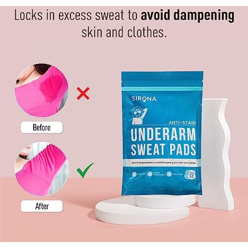 Sirona Disposable Underarm Sweat Pads for Men and Women - 12 Pads (Pack of 3) | Peel-off | Stain proof | Anti Perspiration