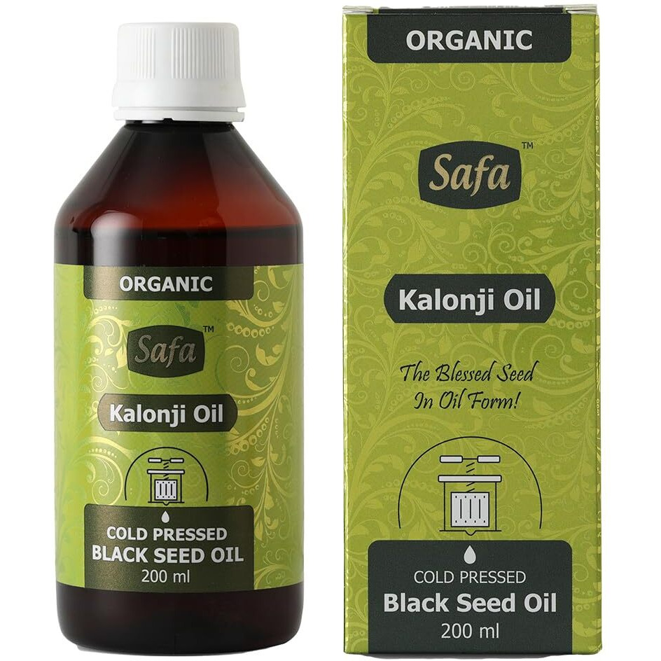 Safa Kalonji Oil Organic Cold Pressed Pure Black Seed Oil|Rich In Omega 3,6 & 9 Essential Fatty Acids|Promotes Immunity,Hair,Skin & Overall Health|Nigella Sativa Black Cumin Seed Oil|Pack of 200 Ml
