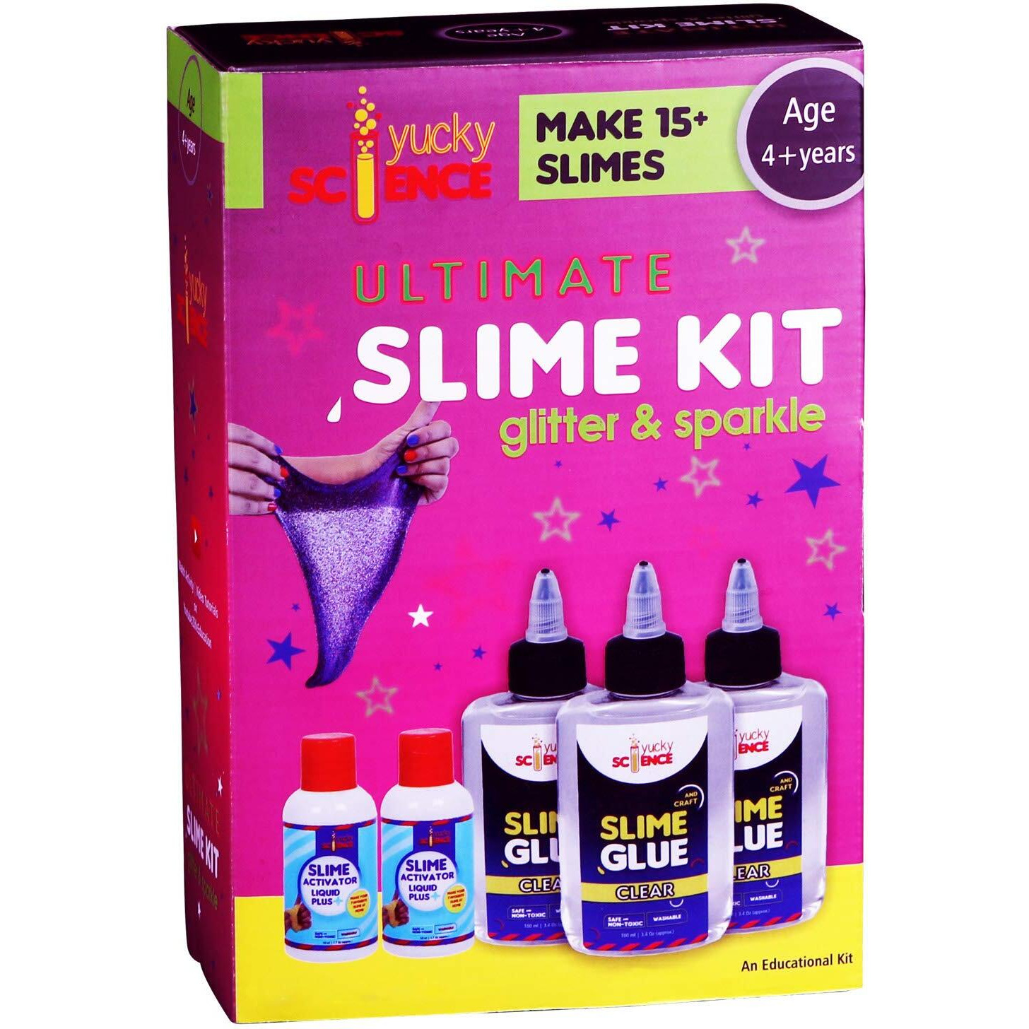 yucky science ultimate slime making kit for kids glitter and sparkle.make 15+ slimes. age 4 years and above (Multi color)