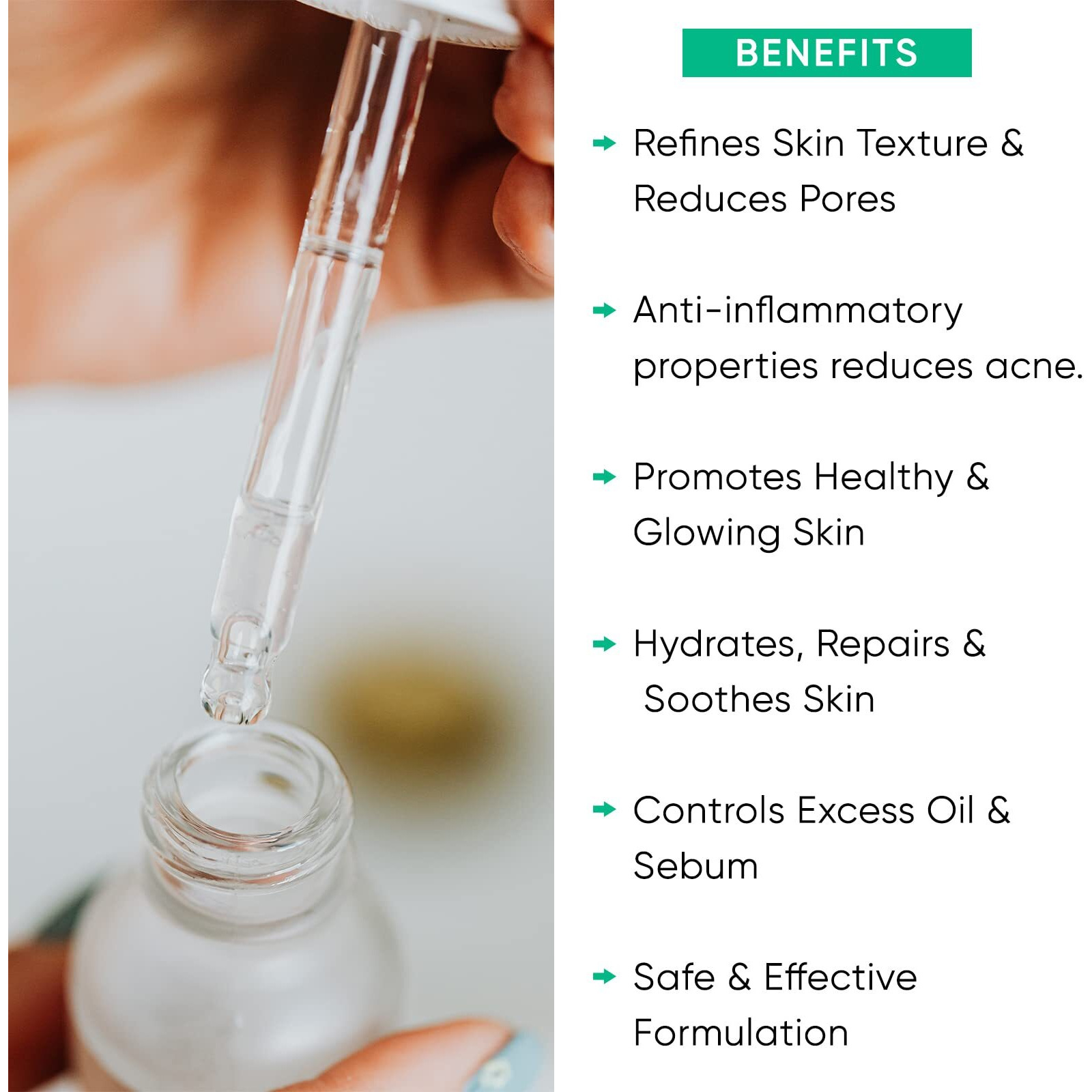 UrbanBotanics 10% Niacinamide Face Serum for Acne, Acne Scars/Marks, Blemishes, Pigmentation & Oil Balancing with Zinc | Skin Clarifying Anti Acne Serum for Oily & Acne Prone Skin | 30ml