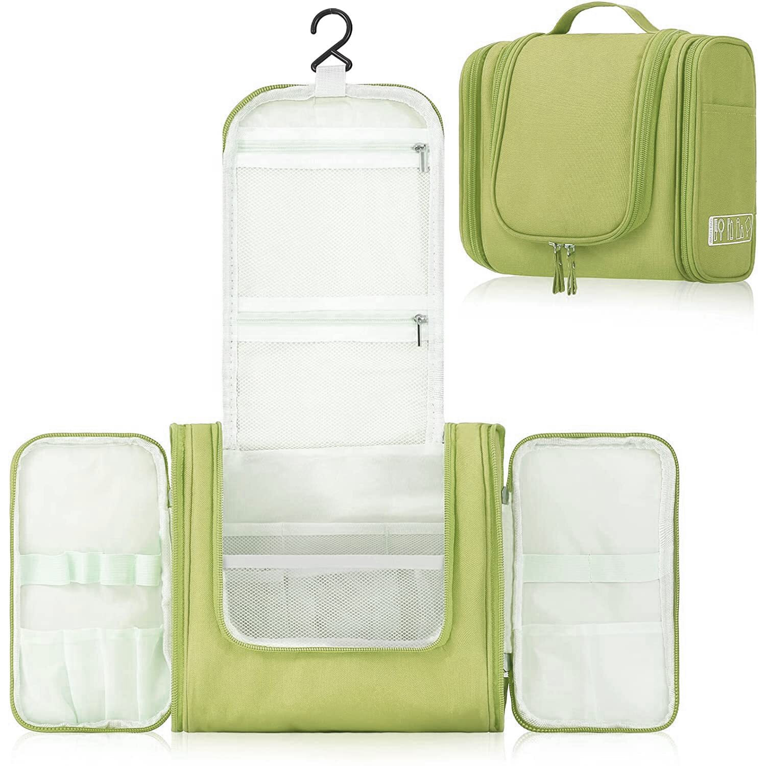 House of Quirk Hanging Toiletry Kit Bag Extra Large Capacity Travel Organizer Bags For Men And Women Durable Waterproof Nylon Makeup Bag For Toiletries,Cosmetics, Brushes (Green),W-11 Cm