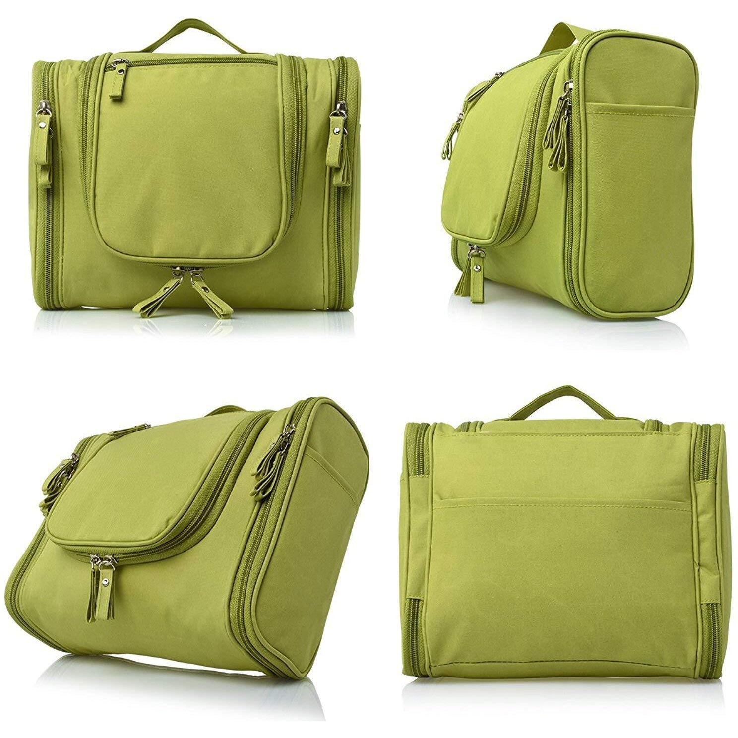 House of Quirk Hanging Toiletry Kit Bag Extra Large Capacity Travel Organizer Bags For Men And Women Durable Waterproof Nylon Makeup Bag For Toiletries,Cosmetics, Brushes (Green),W-11 Cm