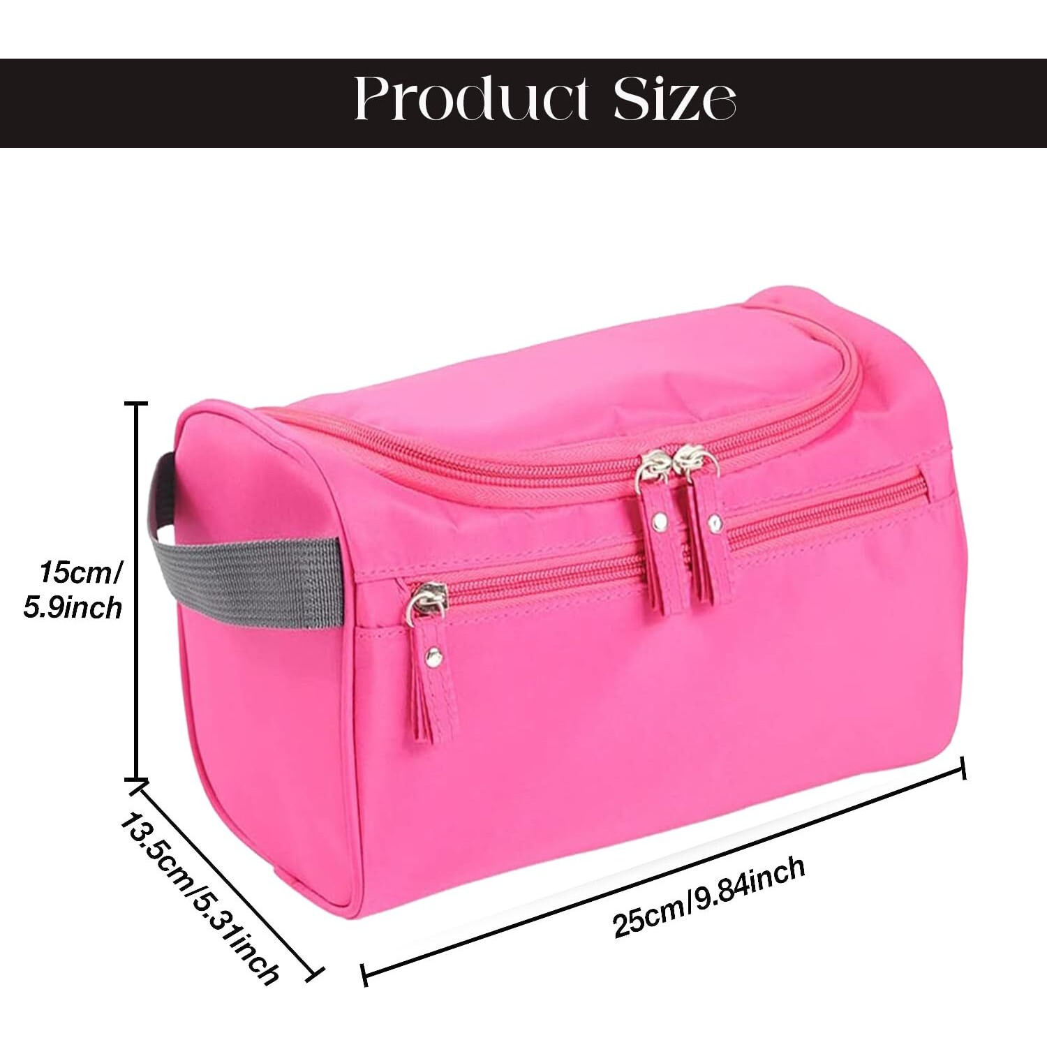 House of Quirk Hanging Travel Toiletry Bag Organizer & Bathroom Hygiene Dopp Kit with Hook for Traveling Accessories Toiletries Bathroom Shaving & Makeup for Men and Women (Pink)