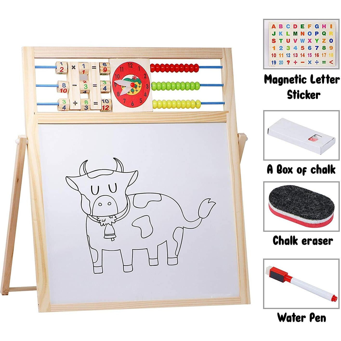 ESnipe Mart Multipurpose Writing Board Slate Double Sided Educational Board with Numbers Maths Learning Toy for Kids, Multicolor, Pack Of 1