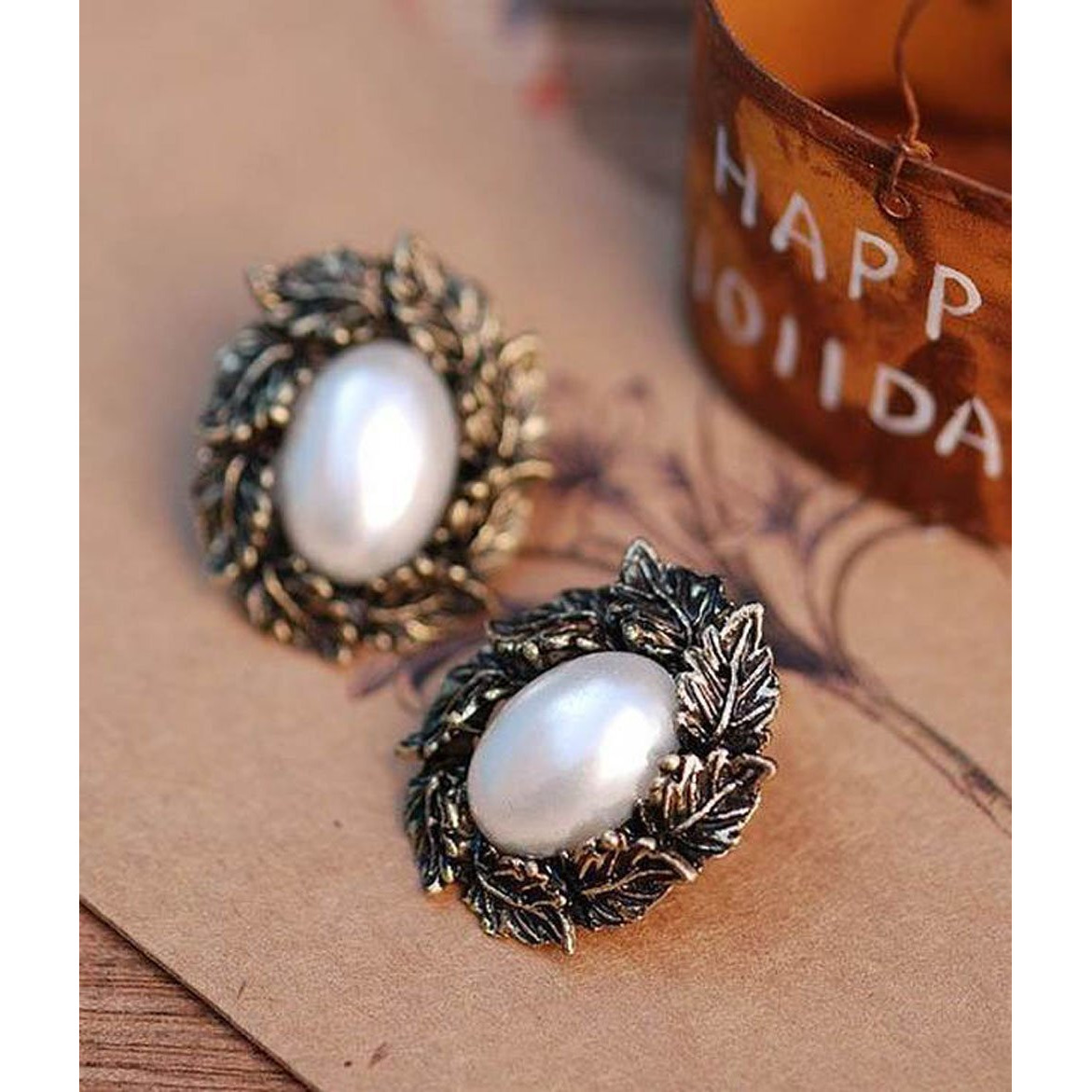 Shining Diva Cinderella Collection Metal Stud Earring For Women (White) (R1450Er)