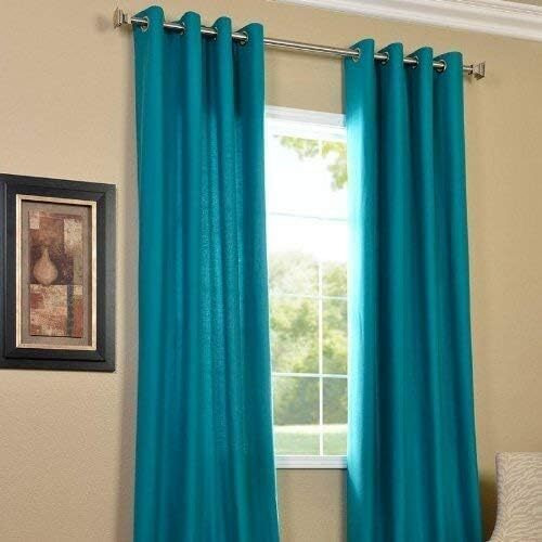 Exporthub 2 Piece Eyelet Polyester Long Door Curtains Set, 10ft, Aqua Blue (EHSPR0218_104)