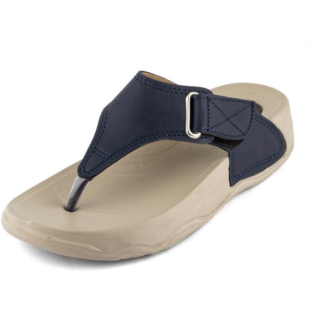 WELCOME Women s Dark Blue Leather Flip-Flops-4 UK (Invalid Data)