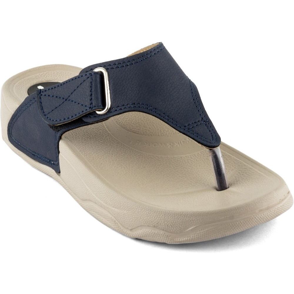 WELCOME Women s Dark Blue Leather Flip-Flops-4 UK (Invalid Data)