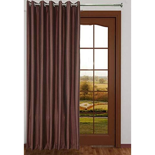 Exporthub 1 Piece Polyester Solid Grommet Eyelet Very Long Door Curtain, Long Door- 10 Feet, Brown, (EHSPR489_104)