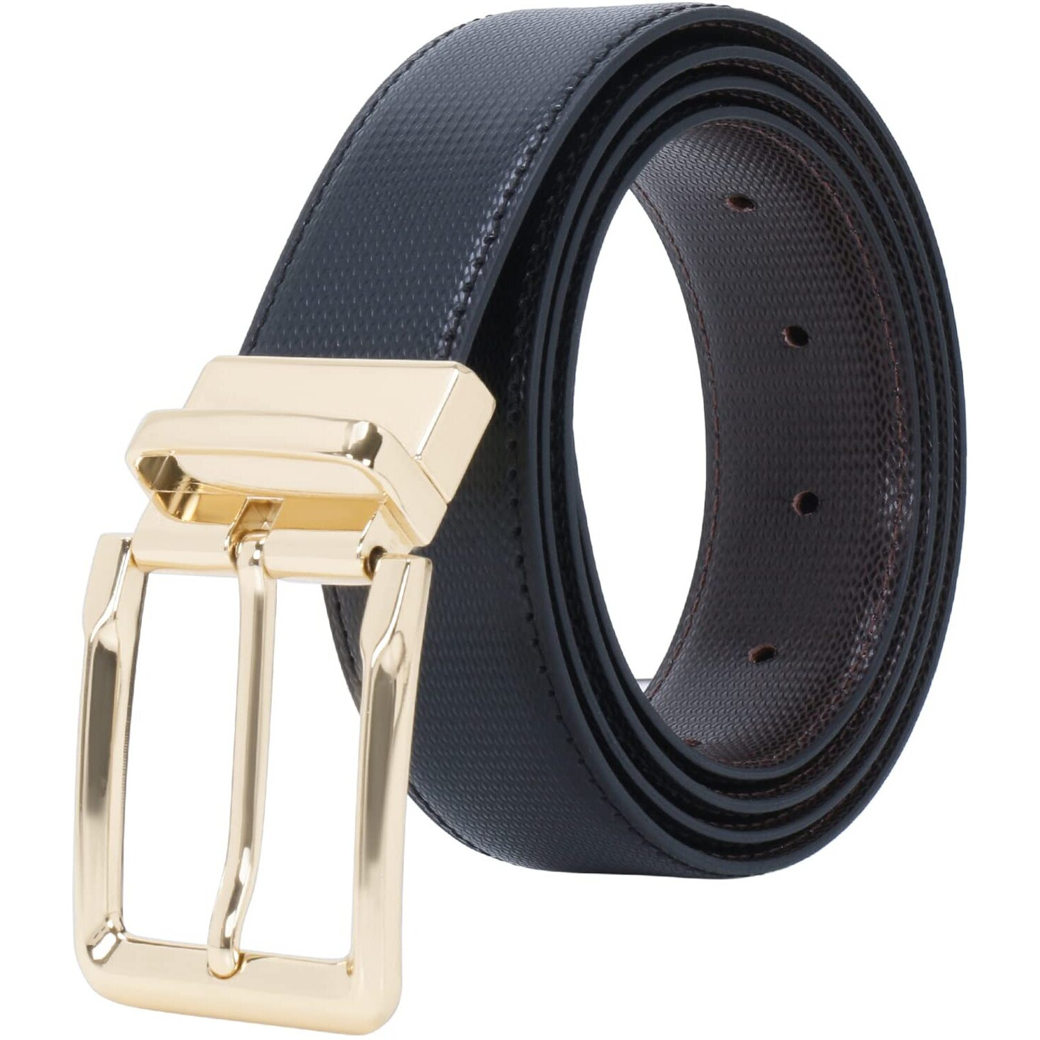 Labnoft Men s PU Leather Reversible Belt, Black