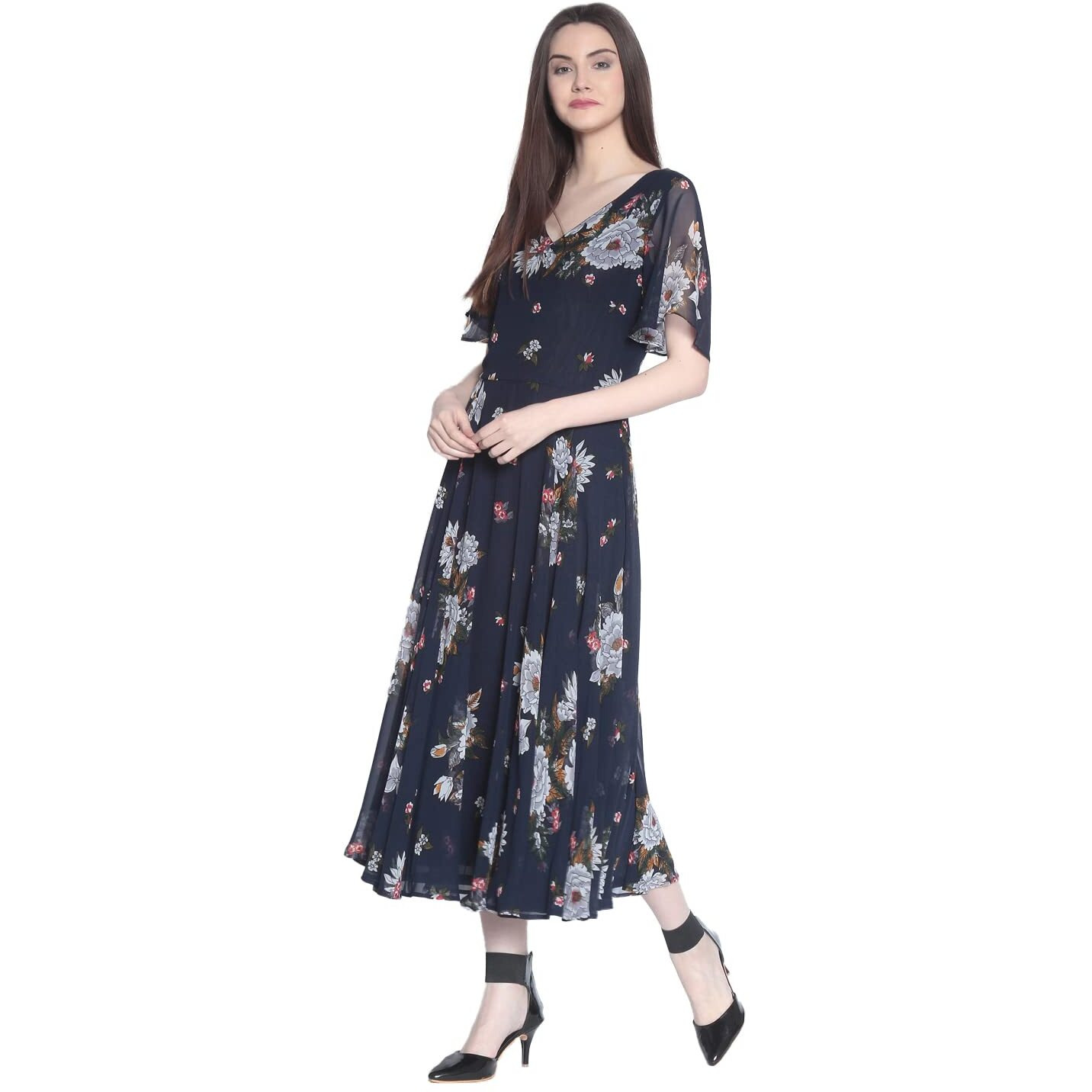 Rare Women s Synthetic a-line Knee-Long Dress (ep3153-m_Blue_M)