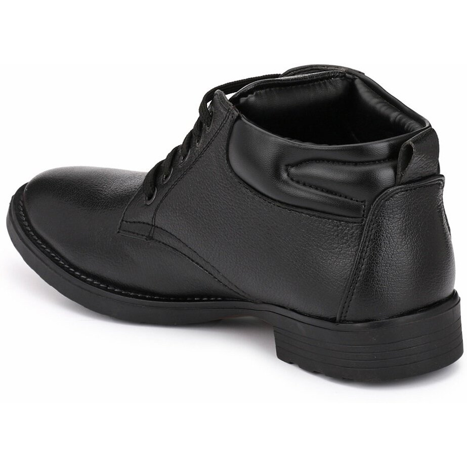 MACTREE Men s Handcrafted Mid Top Formal Lace-Up Biker Boot Shoes -12805 (12, Black)