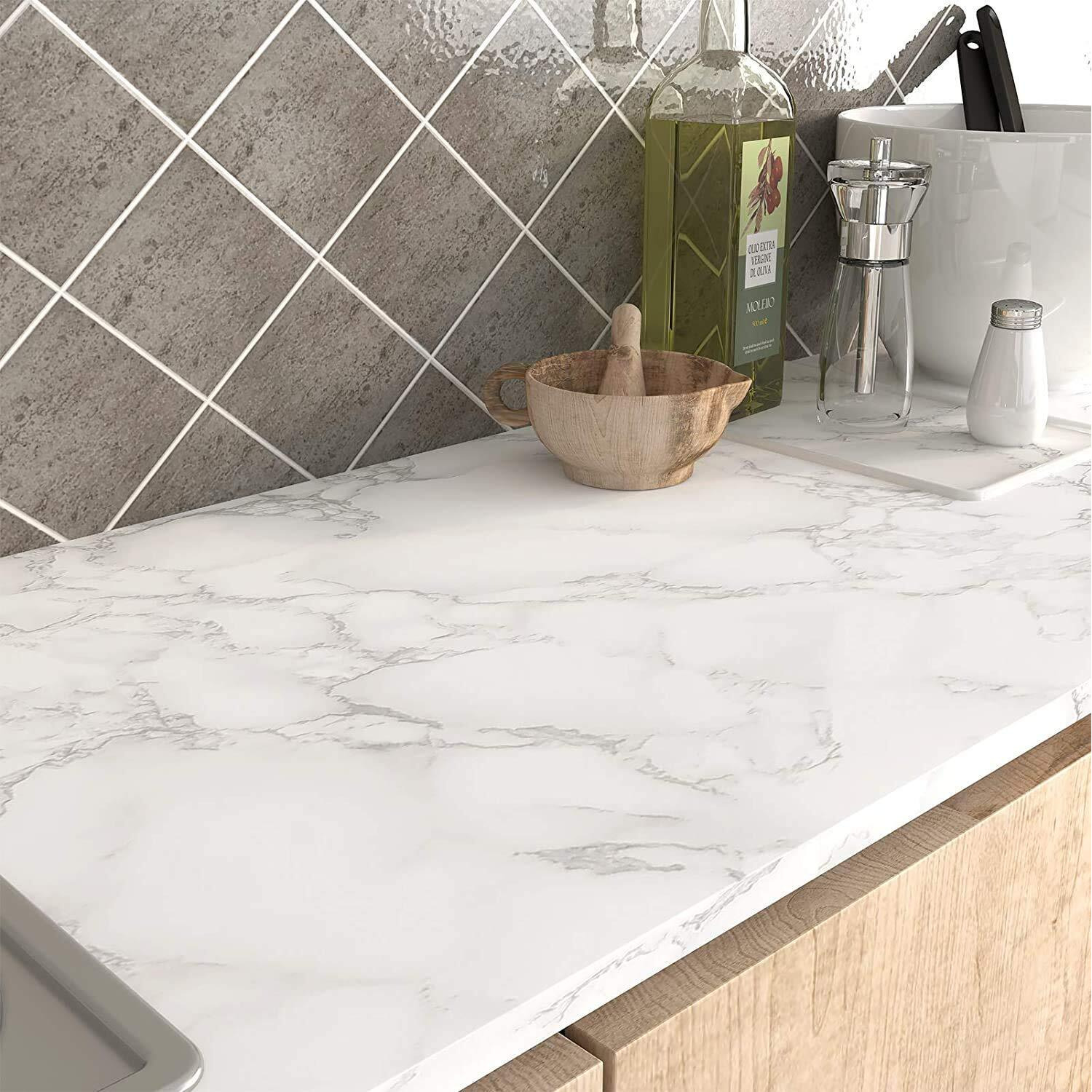 ELTON Cloud Marble Furniture Film Wallpaper Self Adhesive for Cupboard Door, Almirah, Fridge, Tabletop, Wall, Floor DIY & Revouation Project  16 X 60 Inch