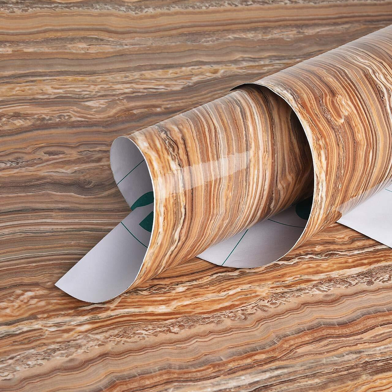 ELTON Vinyl Self Adhesive Jade Strip Marble Gloss Wallpaper, 50 sq. ft