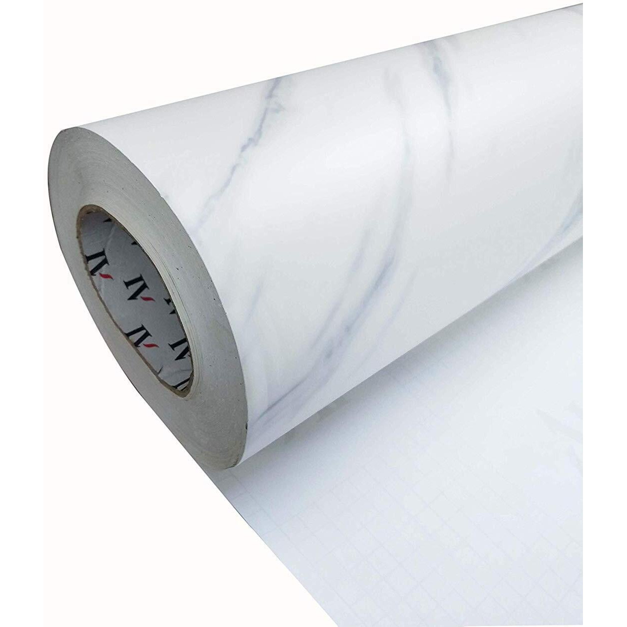 Elton Premium White Marble Matt Furniture Film Interior Film Wallpaper for Cupboard Door, Almirah, Fridge, Tabletop, Wall, Floor, DIY & Other Renovation Projects  16 X 60 Inch