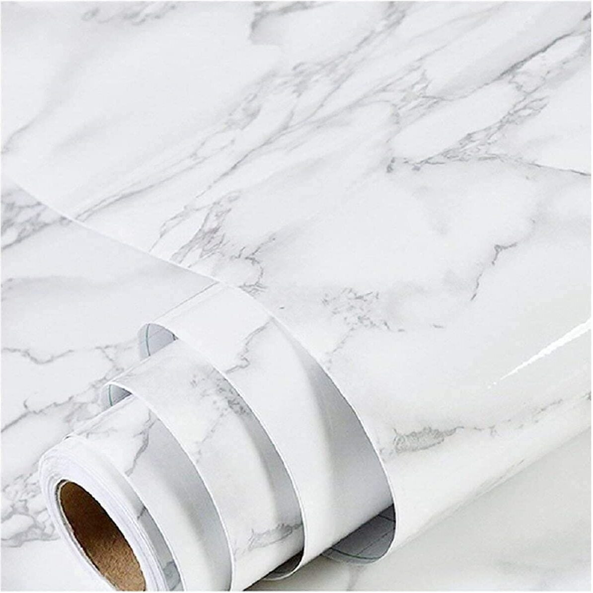 ELTON Premium White Cloud Marble Furniture Film Interior Film Space Wallpaper for Cupboard Door, Almirah, Fridge, Tabletop, Wall, Floor, DIY & Other Renovation Projects  16 X 96 Inch