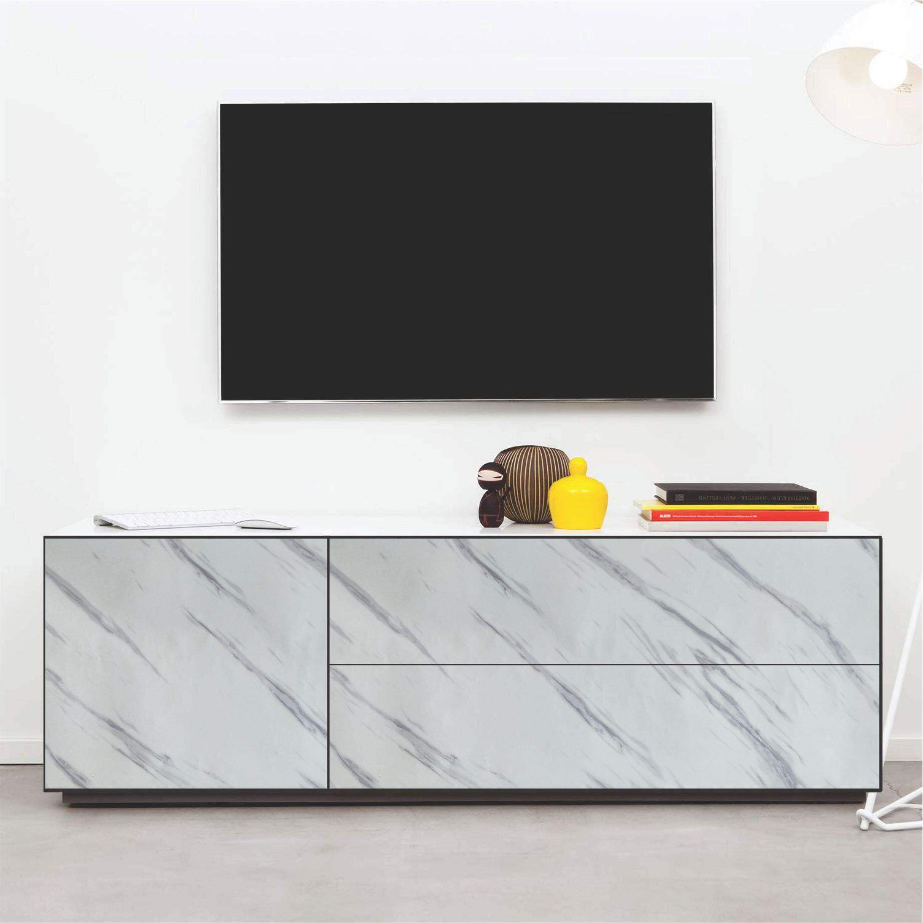 Elton Premium White Marble Matt Marble Furniture Film Interior Film Wallpaper for Cupboard Door, Almirah, Fridge, Tabletop, Wall, Floor, DIY & Other Renovation Projects  2 X16 feet