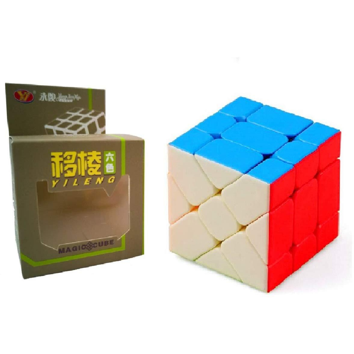 D ETERNAL YJ Yileng Fisher Cube High Speed Stickerless Magic Shape mod Brainteaser Puzzle Cube,Multicolor