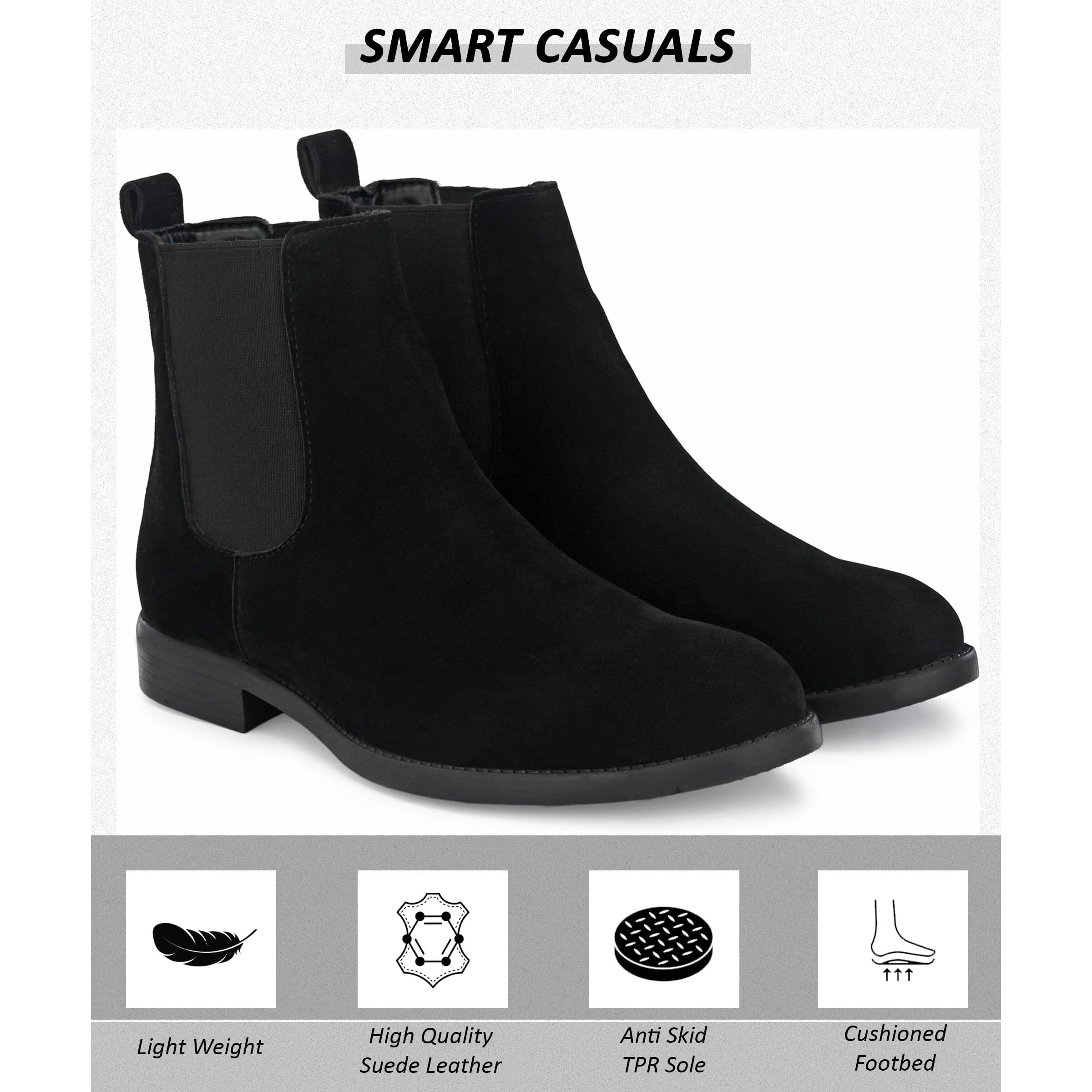 HiREL S Men s Premium Suede Chelsea Ankle Boots|Soft Cushioned Insole |Slip-Resistance|Dynamic Feet Support|Arch Support Boots For Men