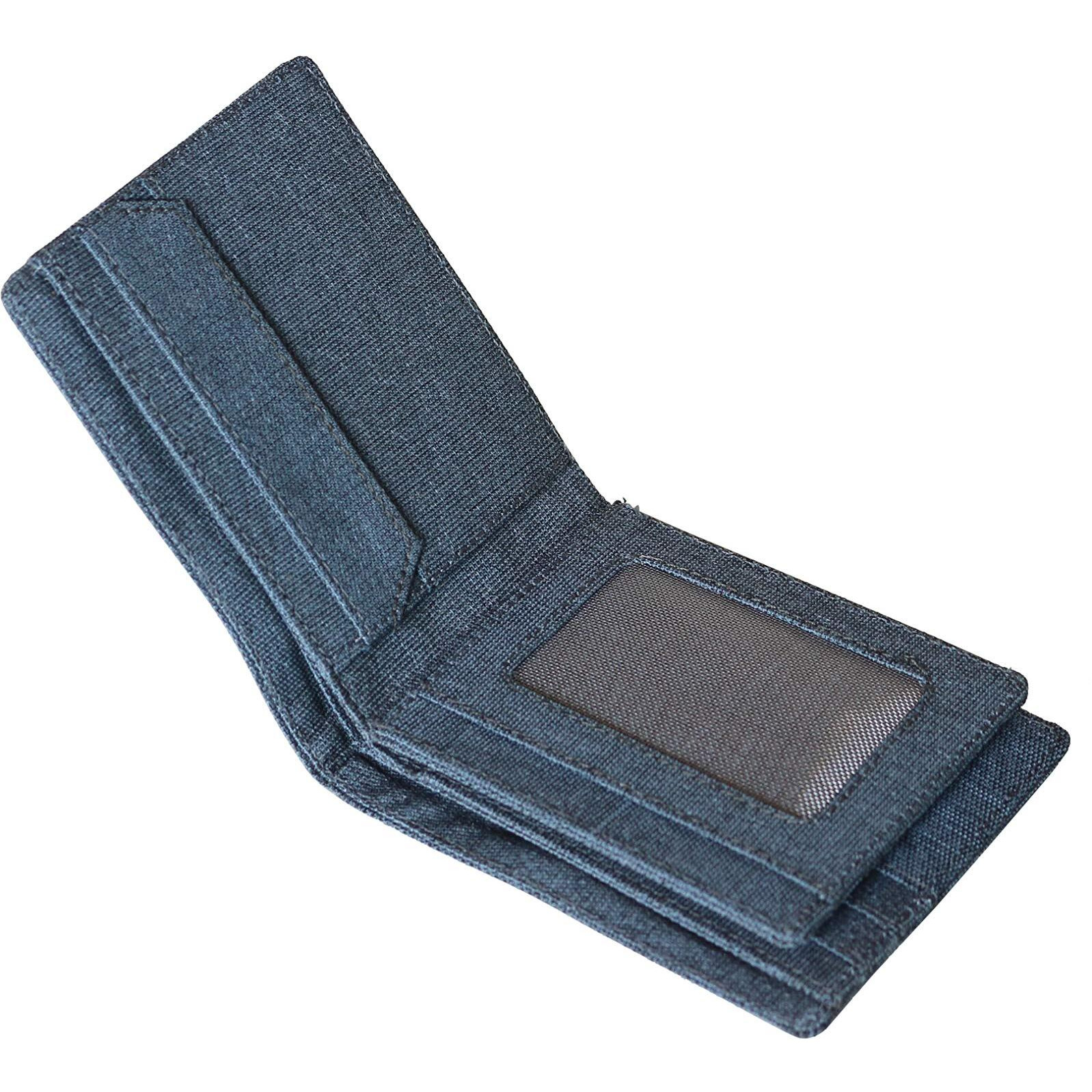 Kelile India Fabric Wallet for Men Light Blue Khadi Polyester Water-Resistance - (No Leather)