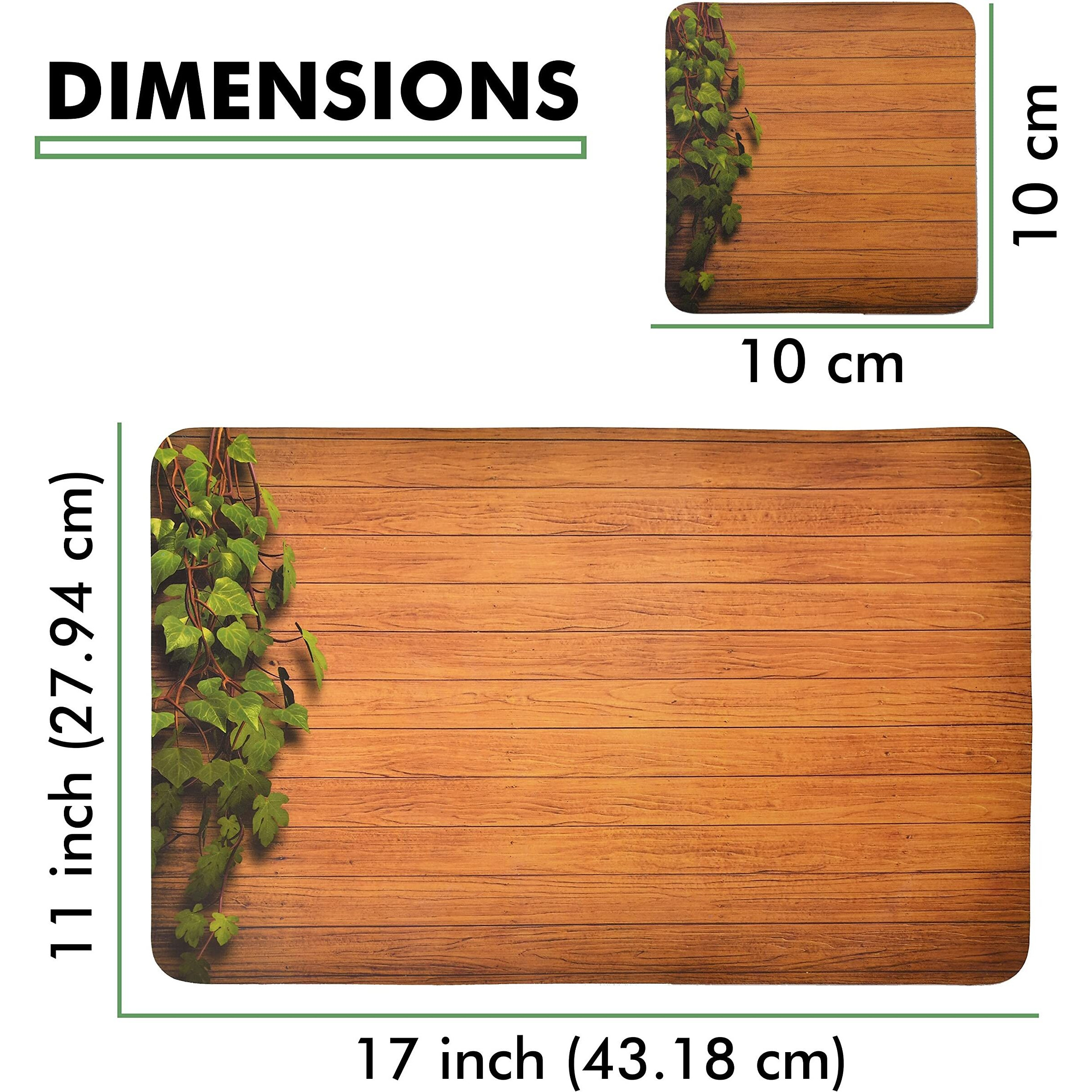 Yellow Weaves Wooden Style PVC Dining Table Placemats (Brown) - 6 Piece