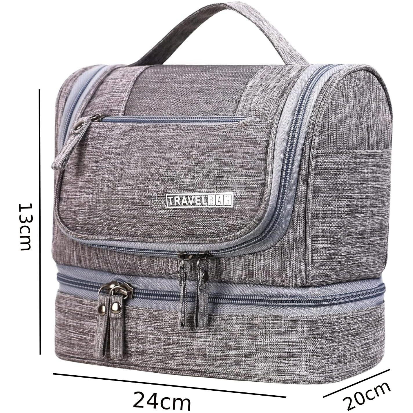 Seagull flight of fashion Polyester Toiletry Bag for Travel, Toiletry Organizer Pouch with Hook, Travel Accessories Kit Pouch for Men & Women - 24 x 20 x 13 cm - Grey