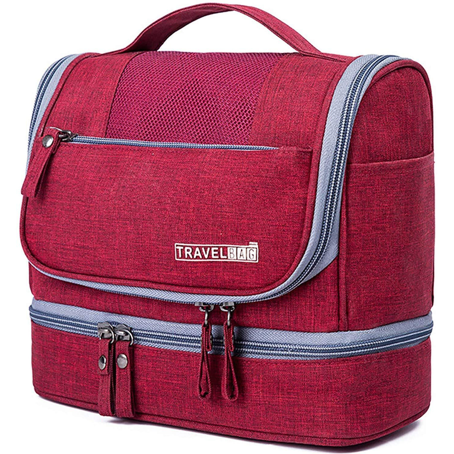 Seagull flight of fashion Toiletry Bag for Travel, Toiletry Organizer Pouch with Hook, Travel Accessories Kit Pouch for Men & Women - 24 x 20 x 13 cm - Wine Red