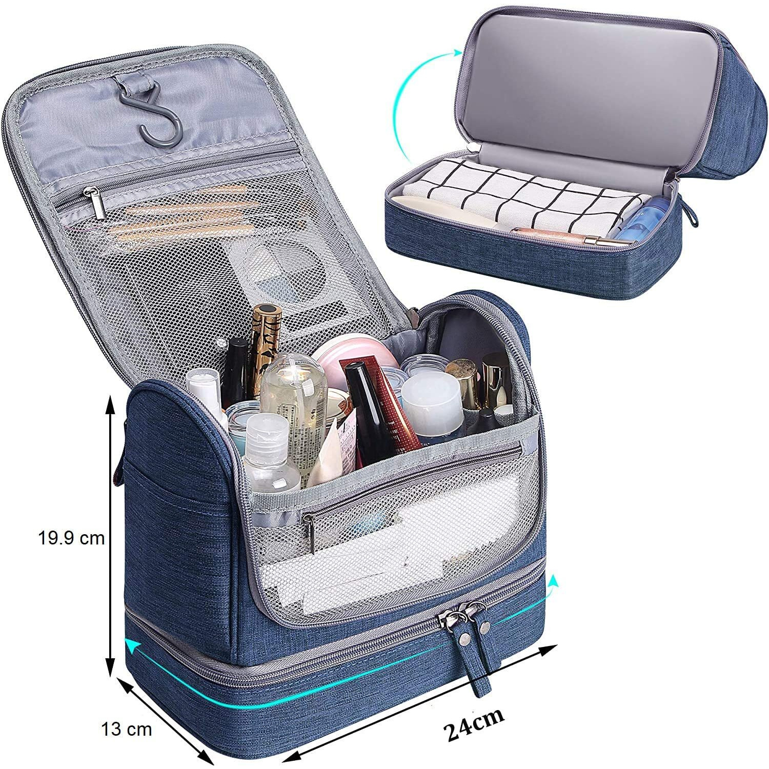 Seagull flight of fashion Polyester Toiletry Bag for Travel, Toiletry Organizer Pouch with Hook, Travel Accessories Kit Pouch for Men & Women - 24 x 20 x 13 cm - Navy Blue
