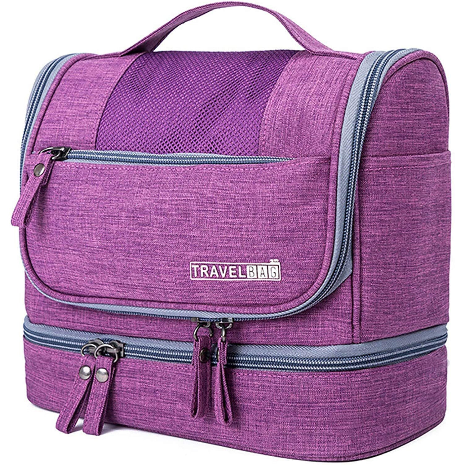 Seagull flight of fashion Polyester Toiletry Bag for Travel, Toiletry Organizer Pouch with Hook, Travel Accessories Kit Pouch for Men & Women - 24 x 20 x 13 cm - Purple