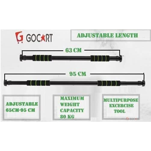 GOCART WITH G LOGO Chrome Plated Pull-Up Bar Doorway Gym Exercise Chin up for Home Gym with Adjustable Width 63 CM to 95CM Holds up to 80KG