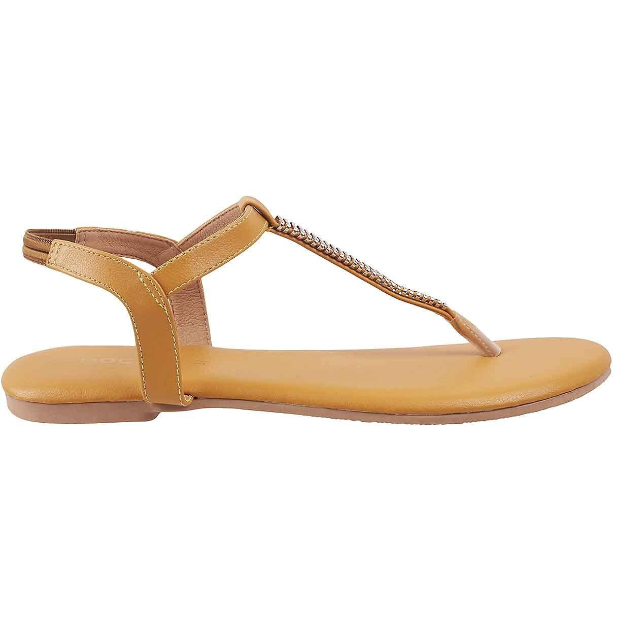 Mochi Womens Synthetic Yellow Sandals (Size (8 UK (41 EU))