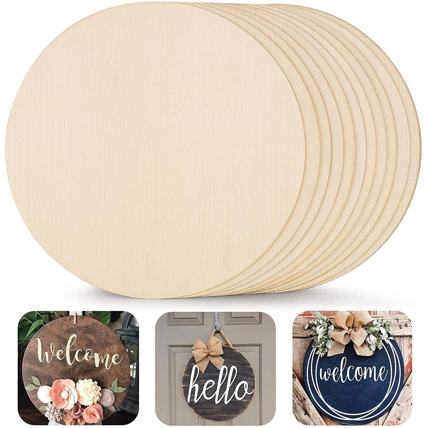 PD craftozone Round Circle MDF Pine Wood 12 inch MDF Boards for Art and Craft - 2.5mm Thick Unfinished Round Wood Slices for Resin Art, Mandala Art,Pyrography, Painting (20)