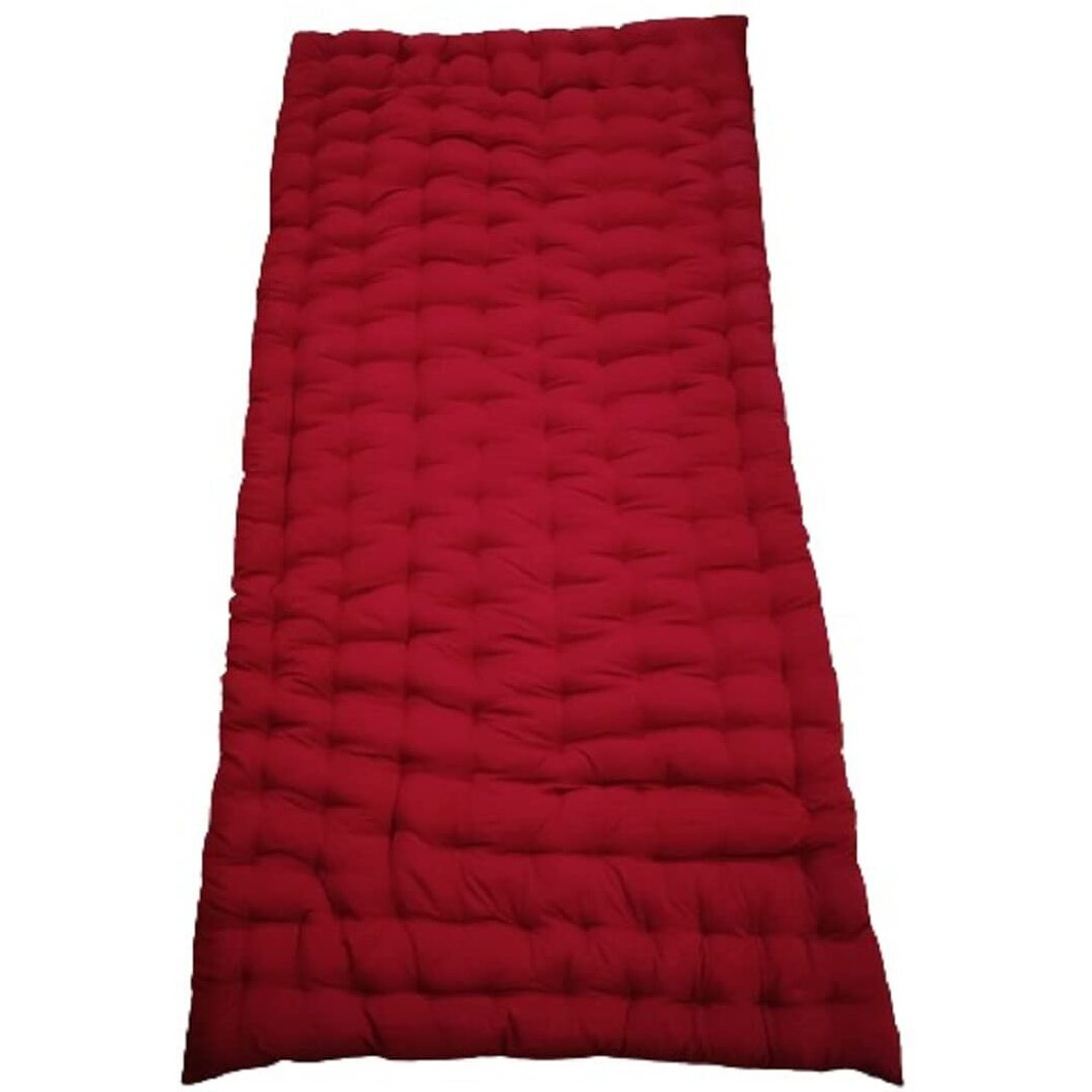ATOOTFUSION Soft Cotton Solid Color Quilt | Foldable Light Weight Filled Single Firm Cotton Quilt Mattress| Gadda (Solid Coloured, 1 Sleeping Capacity, 3 x 6 ft or 72 x 36 Inches) (Maroon)