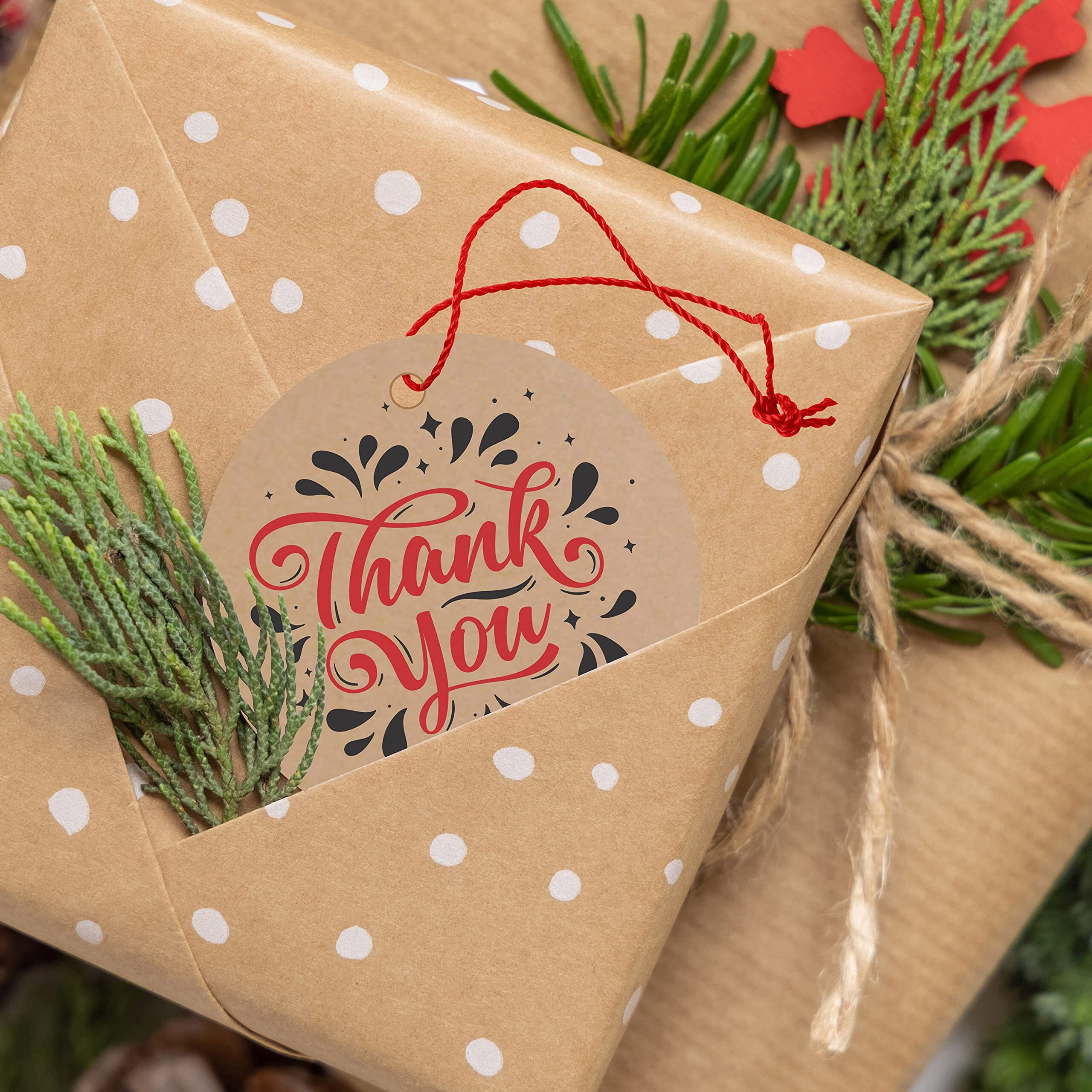 Clickedin   Thank You   Kraft Paper Tags | Eco-Friendly | Brown Tags with Thread | 50 Pieces