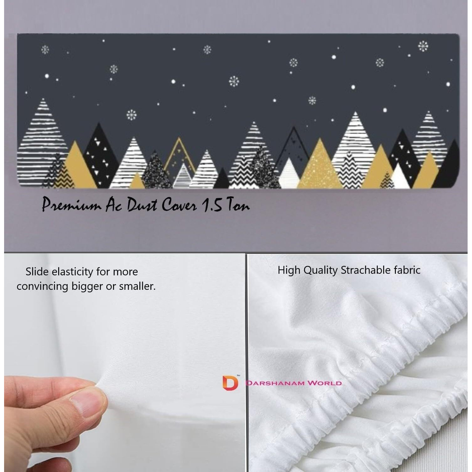 DARSHANAM WORLD polyester Beatiful Designer Ac Cover For 1.5 Ton/ Printed Air Conditioning Dust Cover Folding Design Cover For Indoor And All Type Ac Split Cover(97 x 31 x 21.5cm)